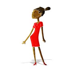 cartoon woman in dress N9