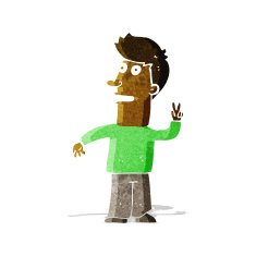 cartoon man making peace sign N2