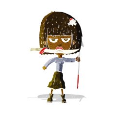 cartoon woman with knife and harpoon N2