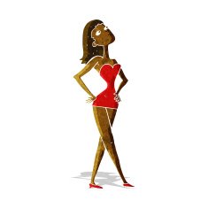 cartoon woman in party dress N2