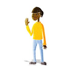 cartoon waving man N33