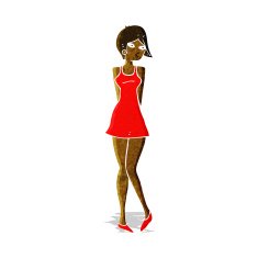 cartoon pretty woman in dress N9