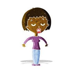 cartoon woman shrugging shoulders N93