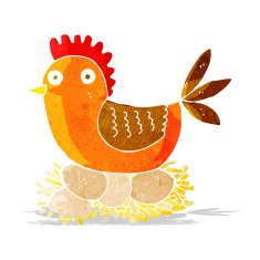 cartoon hen on eggs N2