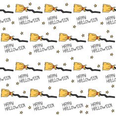 Happy Halloween Seamless pattern with witches' broom Trick or treat