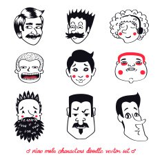Male characters vector set in doodle style