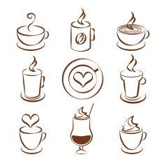 Set of coffee cup vector symbols