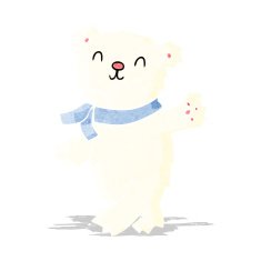 cartoon waving teddy polar bear