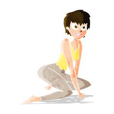 cartoon happy woman sitting on floor N5