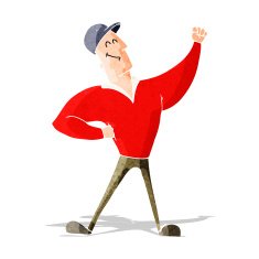 cartoon man striking heroic pose N3
