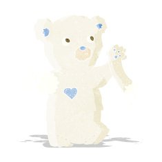 cartoon teddy polar bear with torn arm