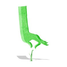 cartoon green hand picking blade of grass