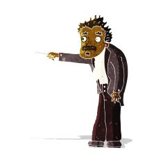 cartoon man trembling with key unlocking N2