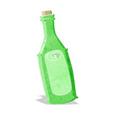 cartoon message in bottle N2