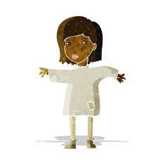 cartoon woman in patched clothing N2
