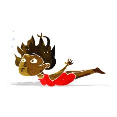 cartoon woman swimming underwater N2