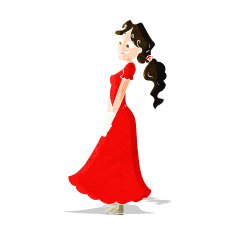 cartoon pretty woman in dress N11