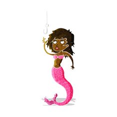 cartoon mermaid and fish hook N2