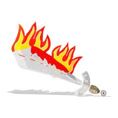 cartoon flaming sword N10