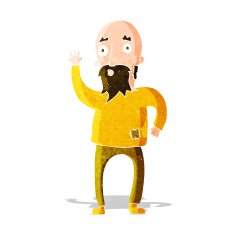 cartoon bearded man waving N2