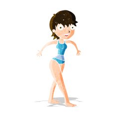 cartoon happy woman in swimming costume N3