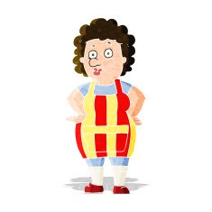 cartoon woman in kitchen apron N3