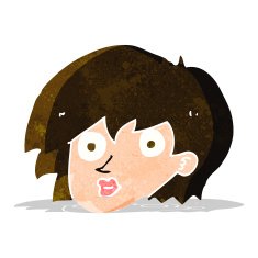 cartoon surprised female face N12