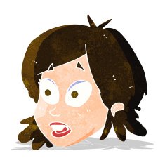cartoon female face with surprised expression N5