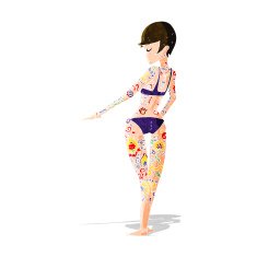 cartoon bikini girl covered in tattoos N2