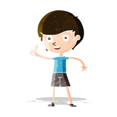 cartoon boy giving thumbs up symbol N7