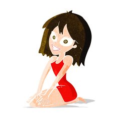 cartoon happy woman in dress N6