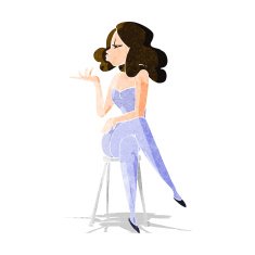 cartoon woman sitting on bar stool N5