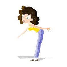 cartoon woman reaching to pick something up N3