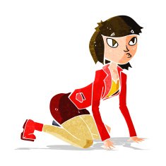 cartoon woman on hands and knees N3