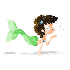 cartoon mermaid blowing kiss N3