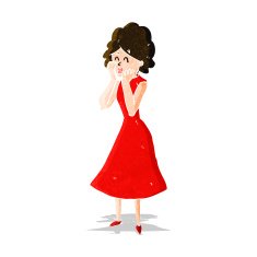 cartoon worried woman N17