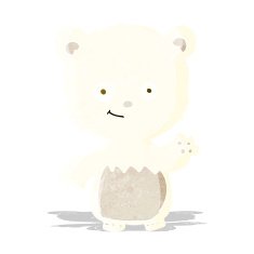 cartoon little polar bear waving
