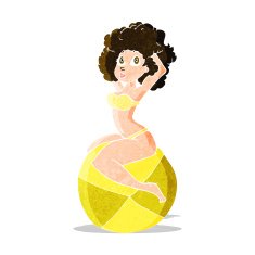 Cartoon Pin Up Girl Sitting On Ball N4