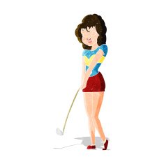 Cartoon Woman Playing Golf N7