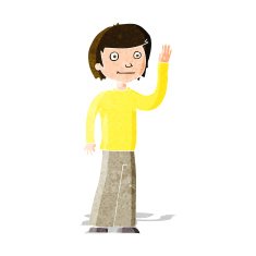 cartoon friendly boy waving N3