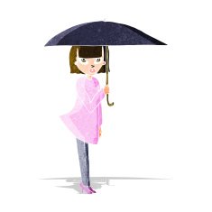 cartoon woman with umbrella N5