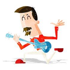 cartoon man playing electric guitar N6