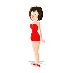 cartoon surprised woman in short dress N3