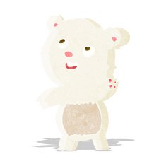 cartoon cute waving polar bear teddy