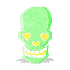cartoon skull with love heart eyes N2