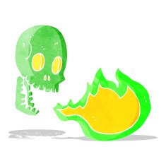 cartoon fire breathing skull N4