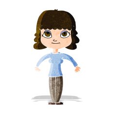 cartoon woman shrugging shoulders N98