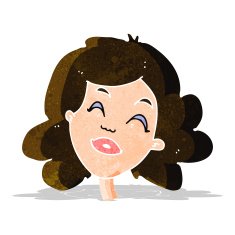 cartoon happy female face N40