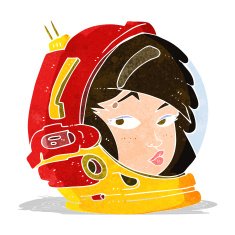 cartoon female astronaut N8