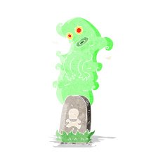 cartoon ghost rising from grave N18
